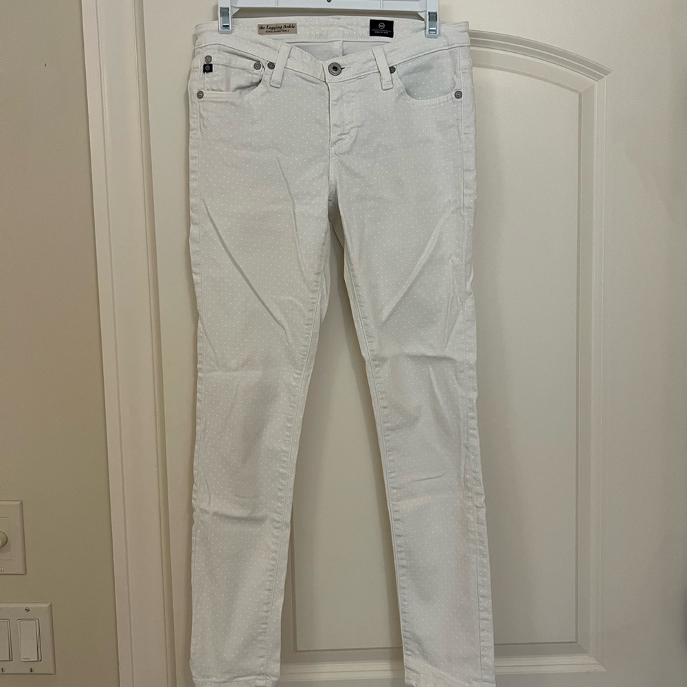 AG White Polka Dot Skinny Jeans